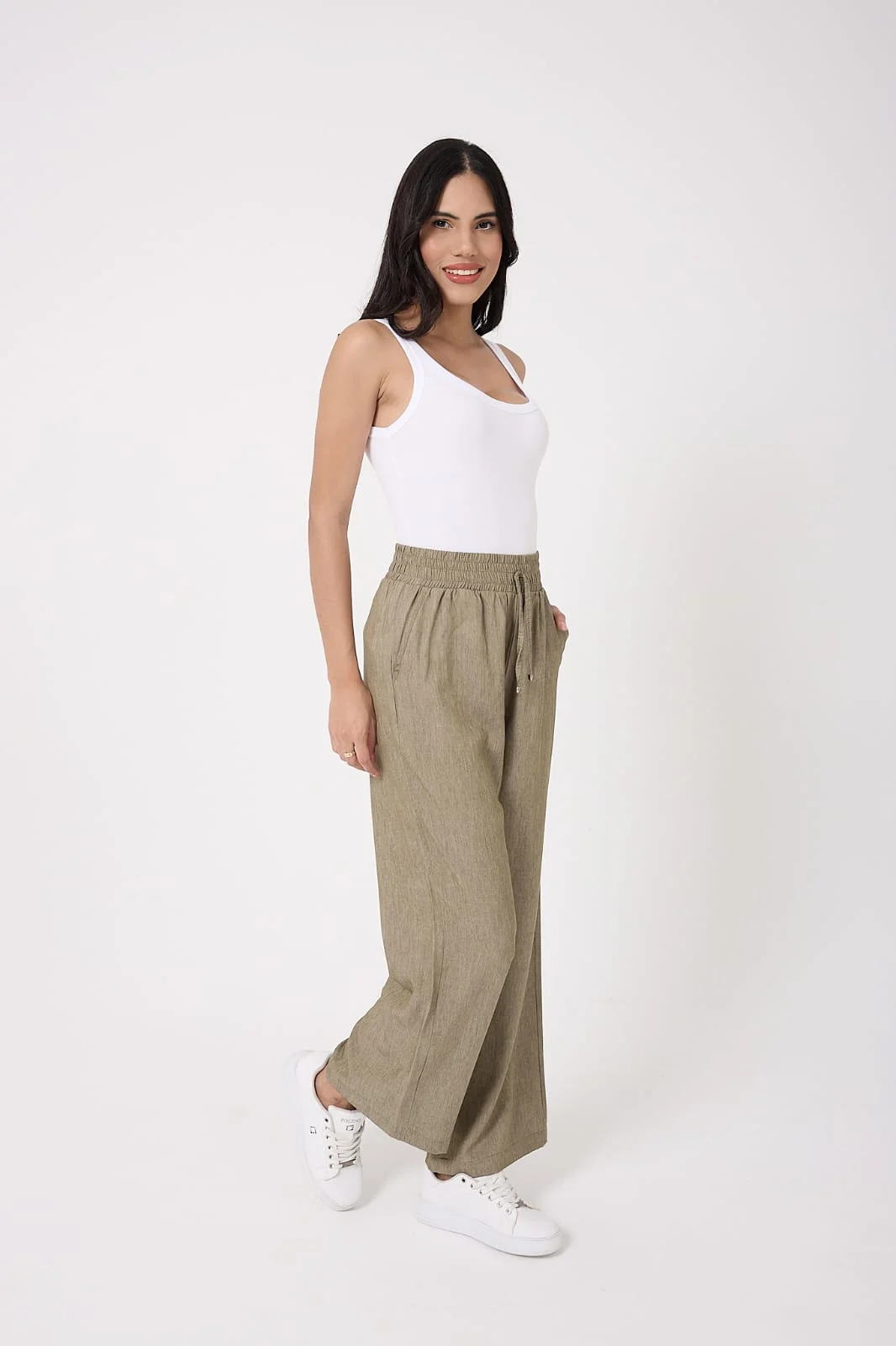Kadın Keten Karışımlı Bol Kesim Baggy Yazlık Pantolon 4