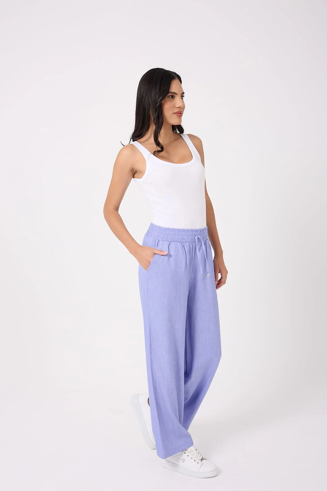 Kadın Keten Karışımlı Bol Kesim Baggy Yazlık Pantolon 2