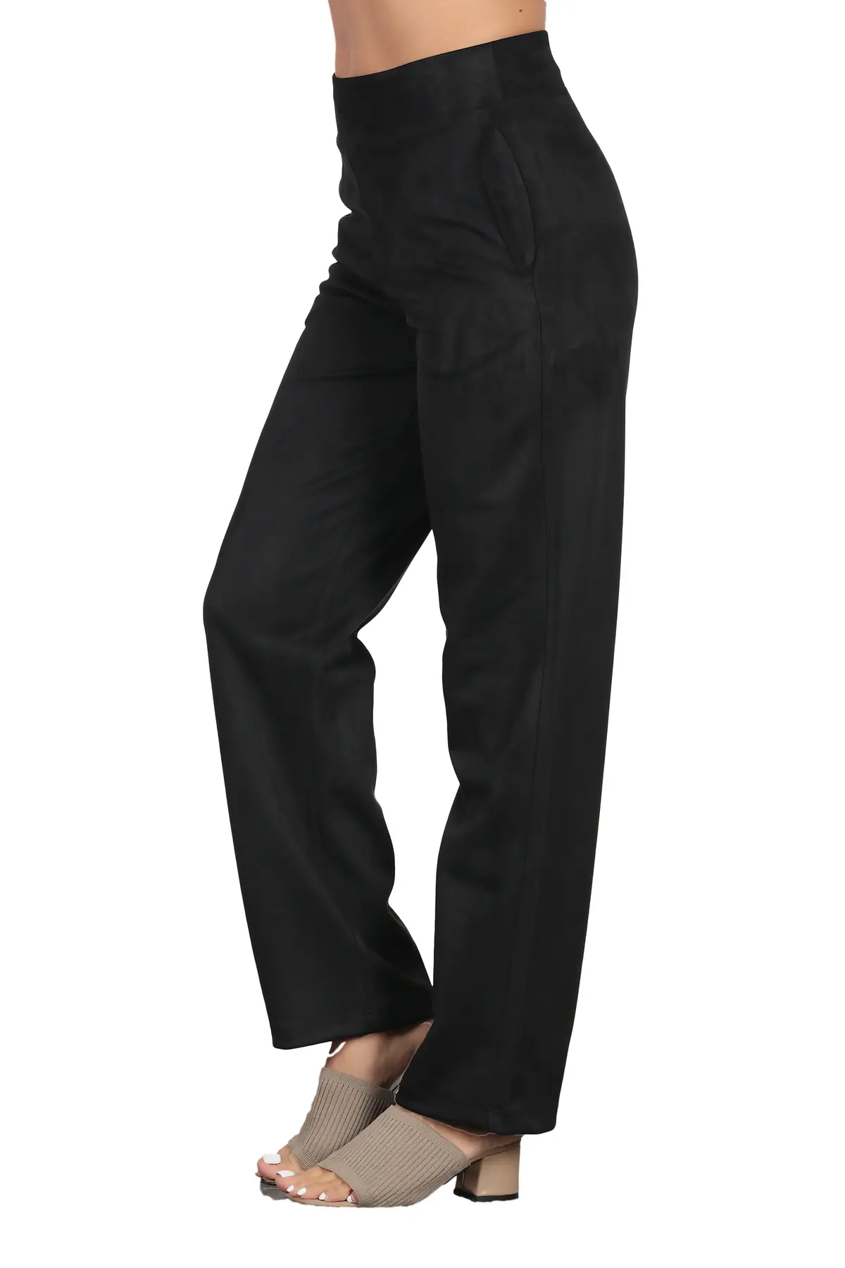 Casual Pants Ithal Nubuk Kumaş. Dış Yüzeydeki Yumuşak Ve Bele Oturan Kemerli Pantolon 4